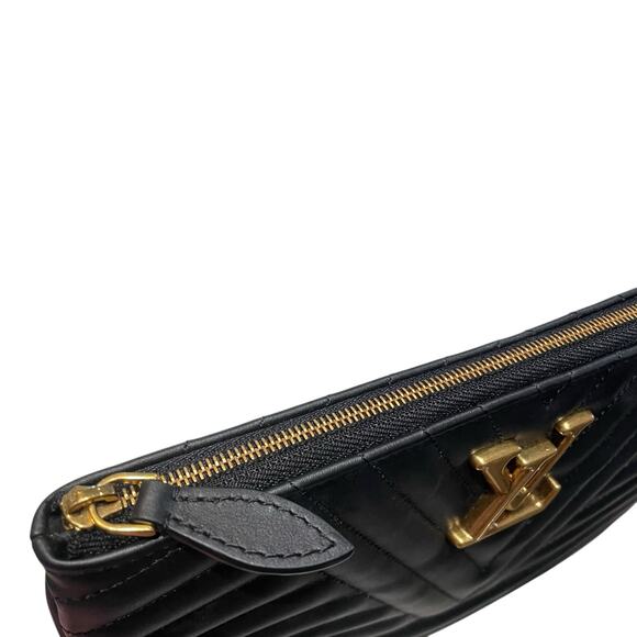 2019 Louis Vuitton New Wave Zipped Pochette Wristlet Black Calfskin Leather - Picture 5 of 13